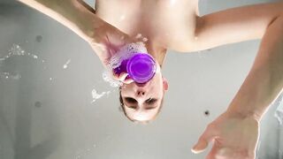 Hooters And Slobbery Fellatio Sex Toy Through A Glass Table, An Stunning Sight