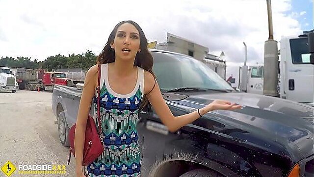 Public Latina Banged To Fix Car Problem
