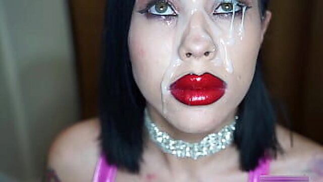 Massive Facial After Mind-Blowing Bimbo Dick Sucking Session