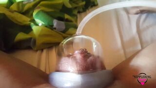 Nippleringlover Naked In Bed Pumping My Pierced & Shaved Pussy With My New Vagina Pump