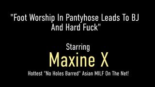 Super Hot Busty Oriental Maxine X Foot Fucks That Hard Dick
