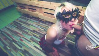 4K - Hot Wife Teen In A Mask - Blowjob & Fuck = Cumshot On Ass - Adella Jay