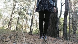 In The Forest. Golden Rain From Hairy Pussy