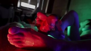Foot Fetish Woman Fingering A Big Cock With Her Feet