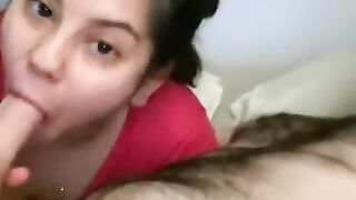 Cute Little Latina Loves Sucking Big White Dick