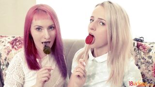 18Videoz - Alien Fox - Hanna Rey - Teens Share Lollipop And Cock