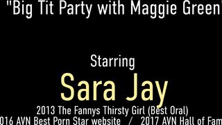 Brunette Cougar Sara Jay Worships Lesbian Maggie Green's Huge Boobs