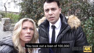 Debt4K. Strong Debt Collector Tastes Moist Pussy Of Debtor