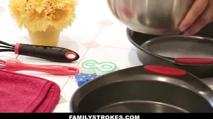 Familystrokes - Naughty Stepdaughter Fucks Step-Dad While Mom Cooks
