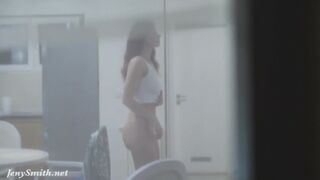 On Jeny Smith Thru The Window While She Take A Nude Selfies