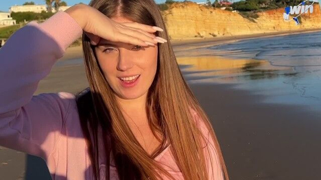 Cute 18-Year-Old Babe With Big Boobs Gets Her Throat Stretched On The Beach In Portugal For 50 Euros