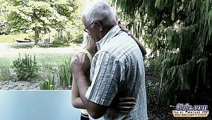 Too Naughty Pallid Chick With Small Tits Gets Brutally Fucked By Old Man